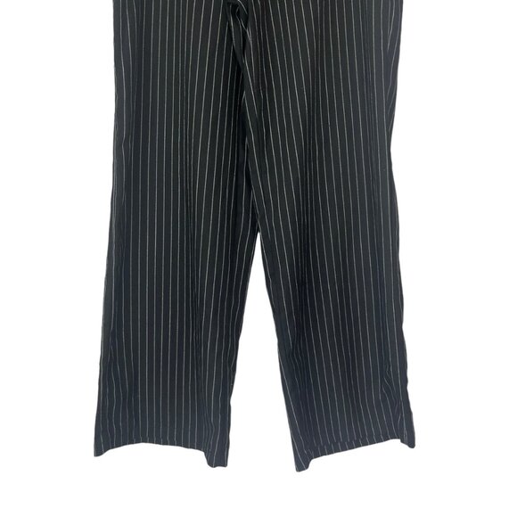 Hot Kiss Wide Leg Pants Womens Size 11 Black White Pin Stripe Tie Front Y2K - Picture 4 of 7
